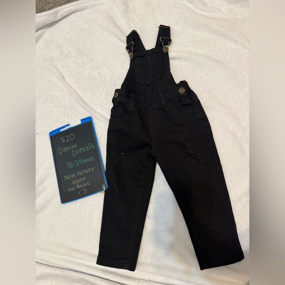 Black Denim Overalls for Toddlers
